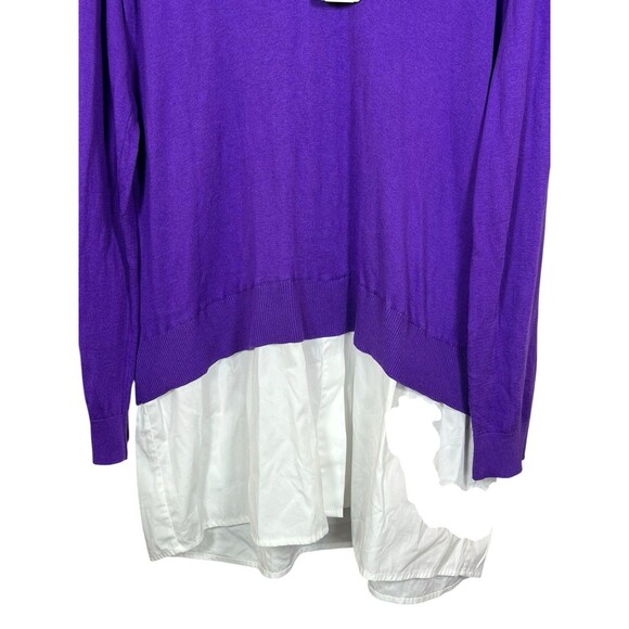Lauren Ralph‎ Lauren 1X Plus Sweater Tunic Purple V-Neck Knit Top Shirt Hem NWT - Picture 3 of 11